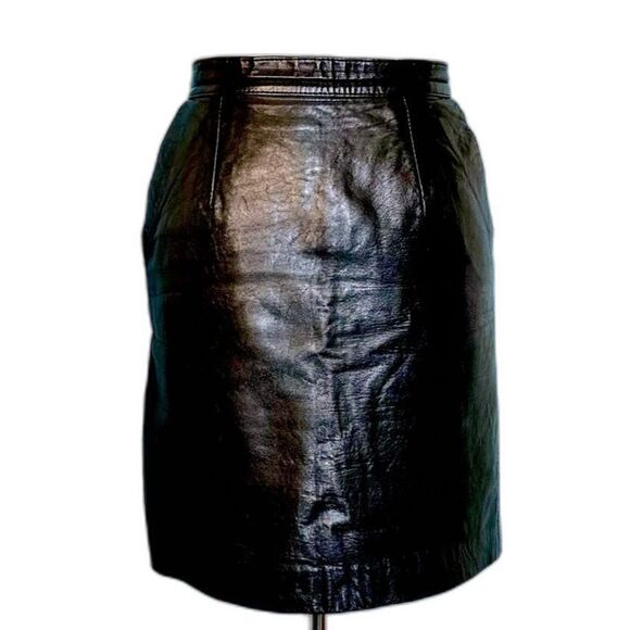 Vintage 80s 90s Authentic Soft Leather Mini Skirt Sz M - Picture 1 of 10